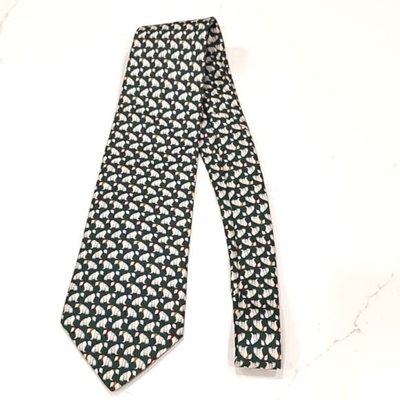 Brooks Brothers Green Silk Polar Bear Print Men's Necktie - Picture 4 of 8